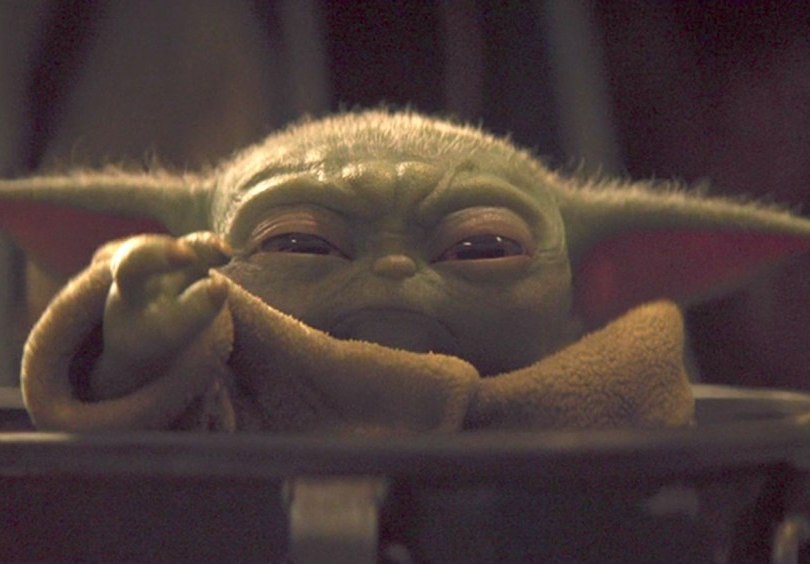 Baby Yoda using jedi powers to change young liberal minds